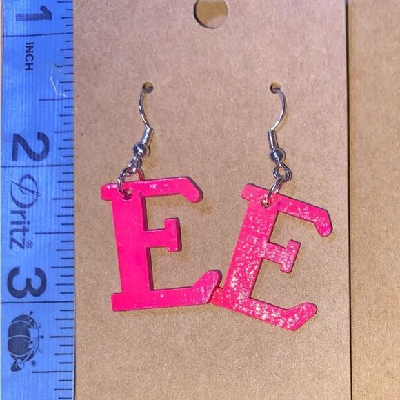 ☀️3/$12☀️ Letter “E” Earrings with Sterling Silver Hooks. (Light Pink) - Picture 2 of 3